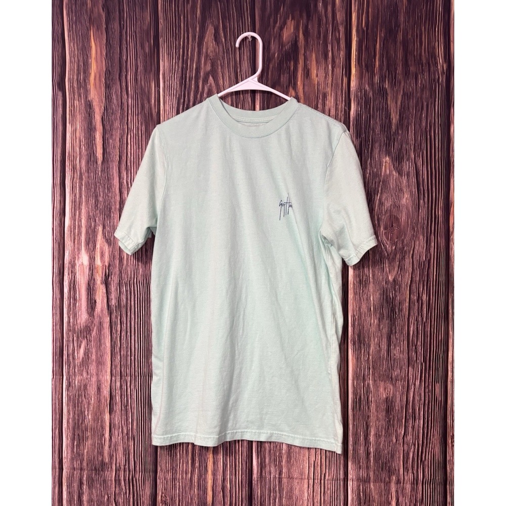 Guy Harvey Mens T-Shirt Light Green Marlin Graphic Short Sleeve Casual Size S